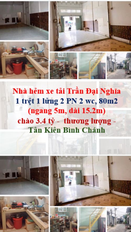 Nhà hẻm xe tải Trần Đại Nghĩa, nhà bán bình chánh, nhà 2 tầng 80m2, sổ hồng riêng chính chủ, nhà giá 3.4 tỷ thương lượng